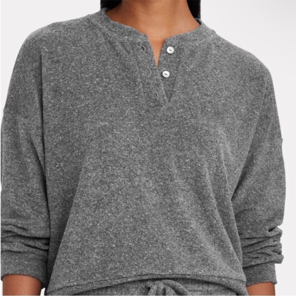 Donni NWT Terry Henley Sweatshirt‎ in Heather Grey Women’s XL Long Sleeve Top